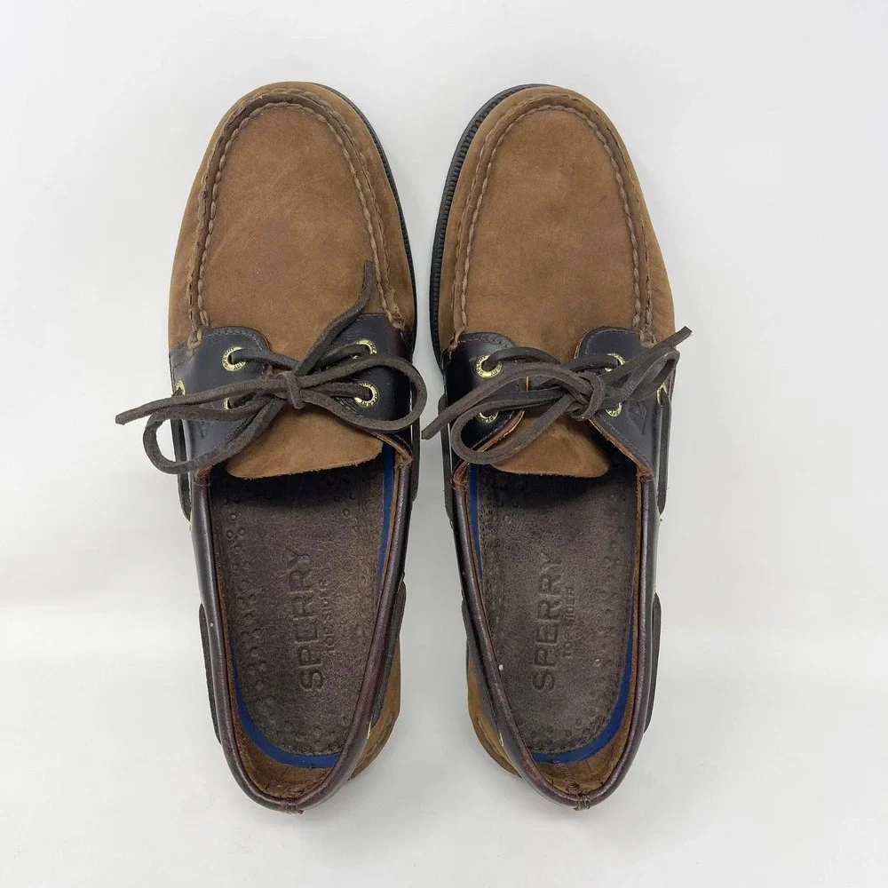 Sperry Top Sider 2-Eye Boat Shoe‎ Mens Brown Leather Preppy Nautical